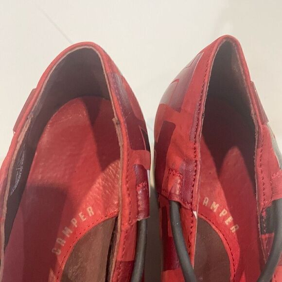 Camper women’s size 6.5 Shoes Heels Slip On Red Leather Lagenlook - Picture 6 of 10